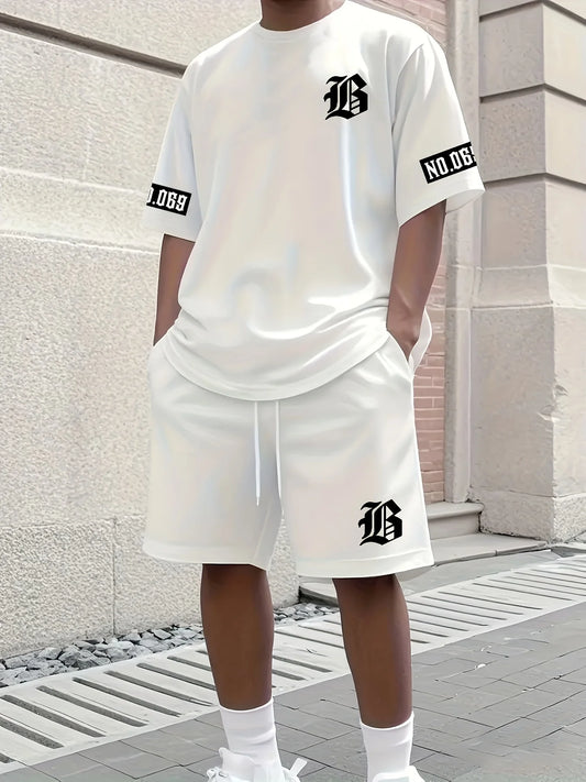 2025 Verano nuevo conjunto de hombre con estampado de letras camiseta casual de moda pantalones cortos de manga corta ropa deportiva ropa casual de uso diario para hombres y mujeres