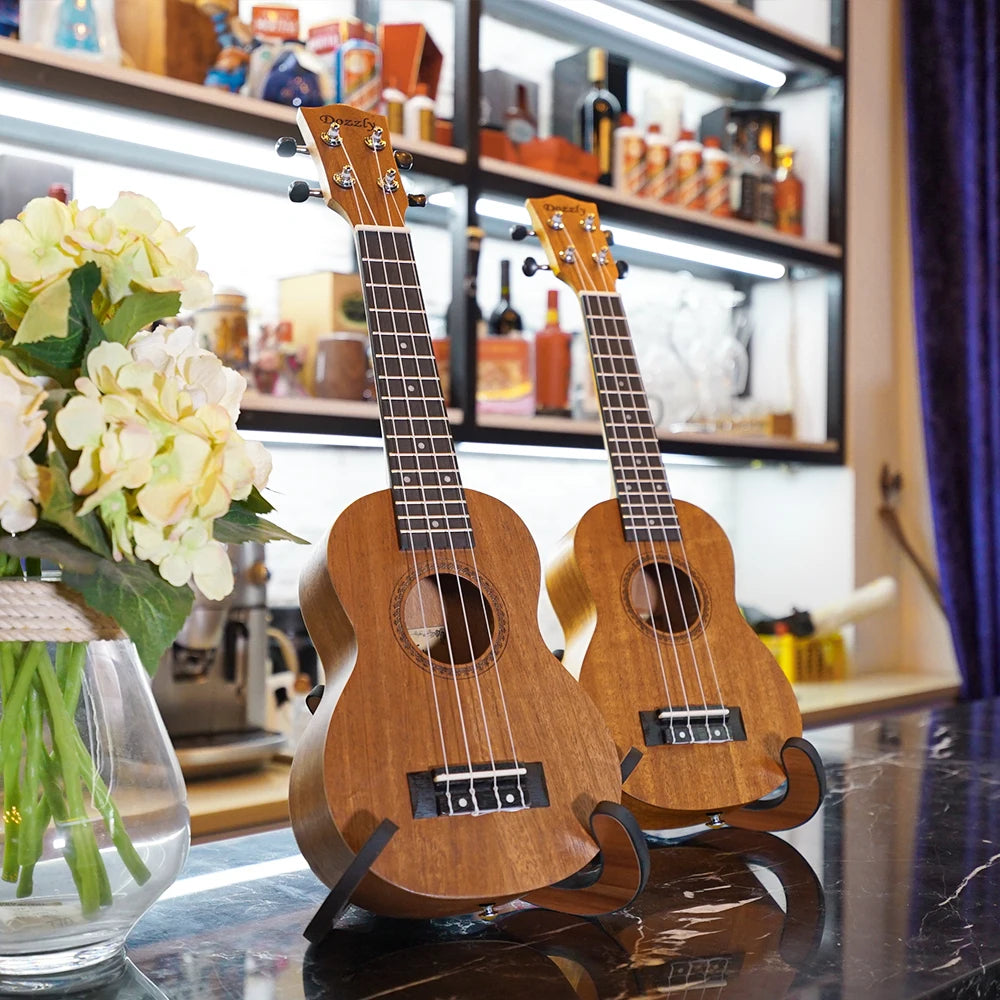 Kit de ukelele acústico de 21 pulgadas con bolsa, cuerdas y afinador, madera maciza, ideal para estudiantes y principiantes, regalo para niños.