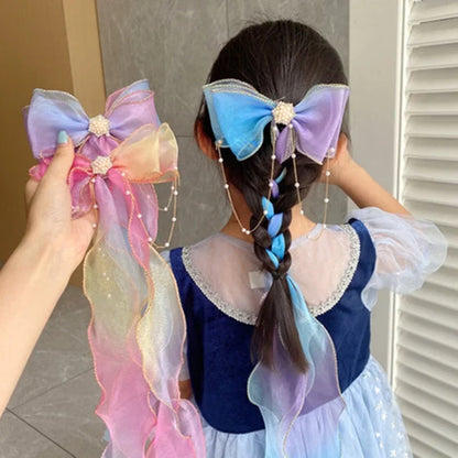 Accesorios para el cabello de moda para niñas, lindas y coloridas horquillas con lazo de gasa, pinzas para el cabello para niñas, accesorios para el cabello, horquillas.