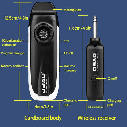 Kazoo eléctrico con receptor, carga USB, instrumento musical profesional, mini kazoo de tono ajustable para conectar altavoz.