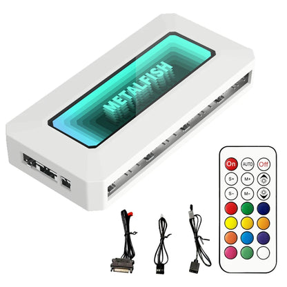 METALFISH Divisor de ventilador ARGB con PWM de 4 pines para refrigeración de ordenador, radiador de CPU SYNC, tira de luces LED de 5 V y 3 pines, mando a distancia