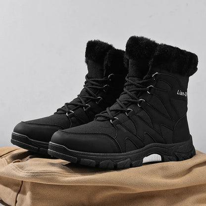 Nuevas botas de invierno para hombre, cálidas y afelpadas, hasta media pantorrilla, para exteriores, antideslizantes, impermeables, para nieve, zapatos de algodón a la moda para hombre.