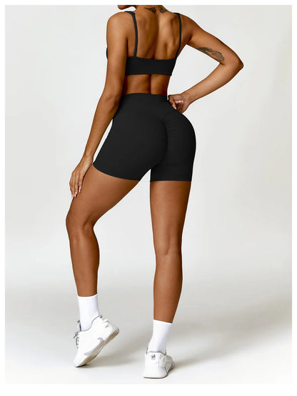 Conjunto de chándal de yoga para mujer, 2 piezas, ropa deportiva para entrenamiento, ropa deportiva, leggings de gimnasio, sujetador de fitness, top corto, trajes deportivos de manga larga