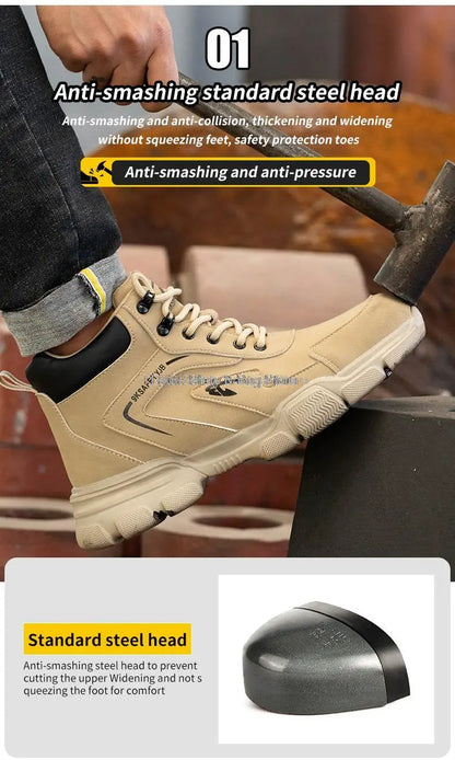 Botas de seguridad protectoras, zapatos de seguridad laboral, botas de seguridad de invierno para hombre, zapatos de trabajo antiperforación, botas de trabajo con punta de acero, indestructibles.