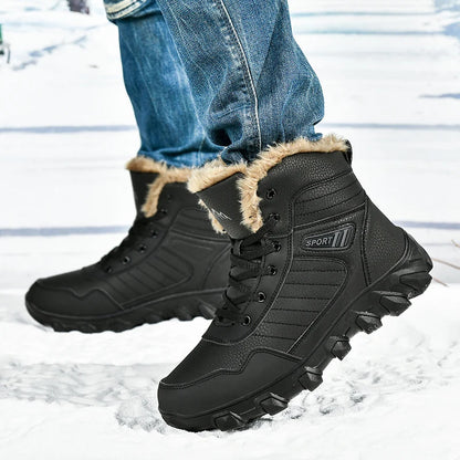 Botas de invierno para hombre, zapatillas cálidas, impermeables, antideslizantes, de felpa, de cuero, talla grande 48, novedad de 2024