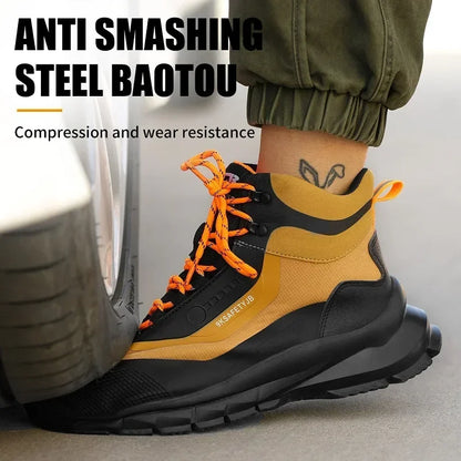 Zapatos de seguridad antisalpicaduras para hombre, botas de trabajo resistentes al desgaste, zapatos con punta de acero, zapatos protectores a prueba de pinchazos, zapatillas de seguridad
