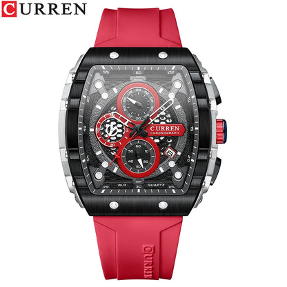 Relojes CURREN de primera marca para hombre, reloj de pulsera de cuarzo cuadrado de lujo, reloj cronógrafo luminoso resistente al agua para hombre, reloj con fecha