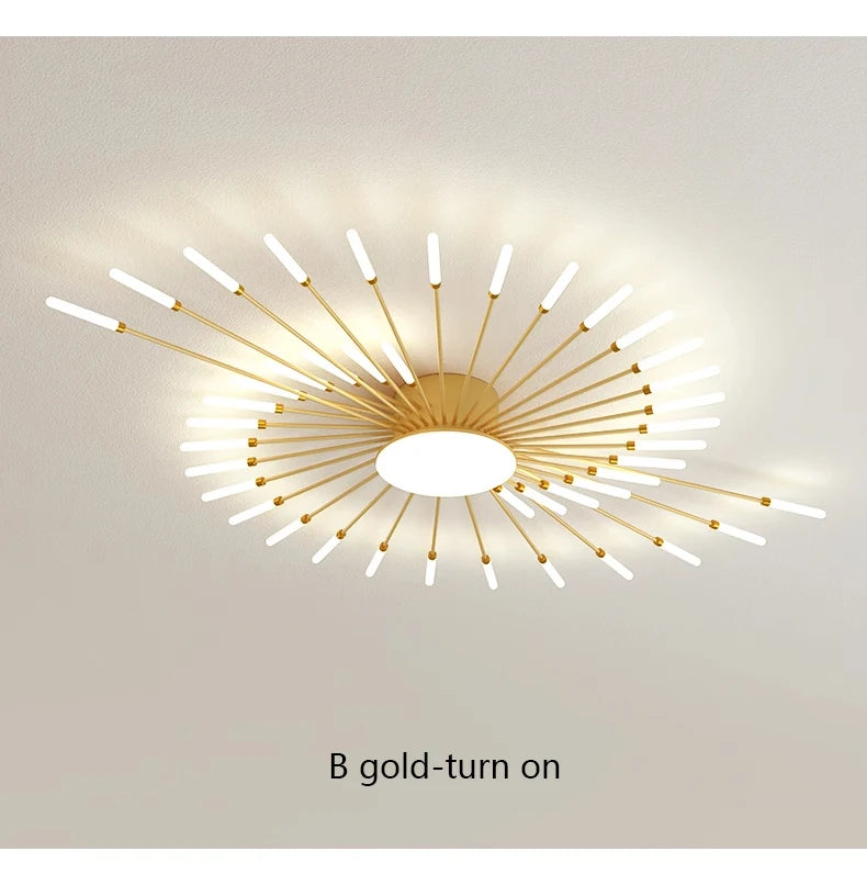 Lámparas de techo LED modernas con diseño de fuegos artificiales para sala de estar, comedor y dormitorio. Lámparas de techo brillantes.