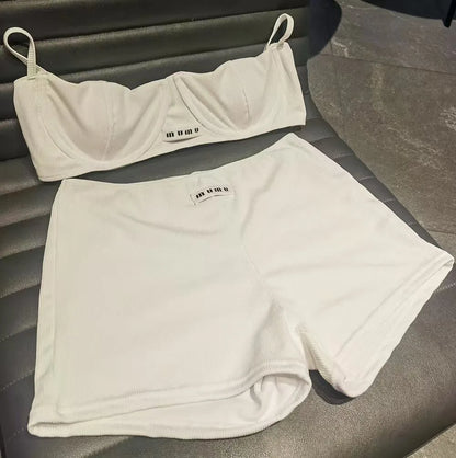 Black And White Female Biquini 2025 New Sexy Low Waist Bikini Sets Women Swimsuit Solid Swimwear Summer Bathing Suit Beachwear