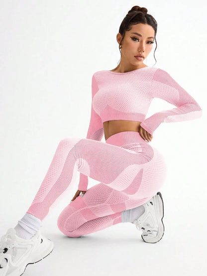 2 piezas, superventas, nuevo, deportivo, ajustado, para correr, transpirable, sin costuras, traje de yoga para mujer, traje de fitness al aire libre para mujer.
