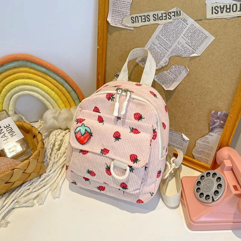 Mini mochila de pana retro para mujer, informal, bonita, para exteriores, con doble hombro, estilo coreano, simple, con bolsillo para teléfono móvil, poliéster, L