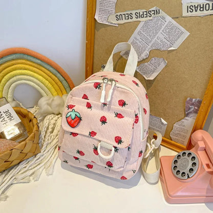 Mini mochila de pana retro para mujer, informal, bonita, para exteriores, con doble hombro, estilo coreano, simple, con bolsillo para teléfono móvil, poliéster, L