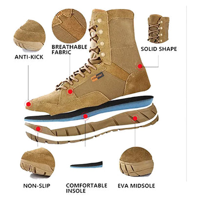 Botas tácticas ligeras para hombre, botas de combate, entrenamiento, con cordones, impermeables, para actividades al aire libre, senderismo y transpirables.