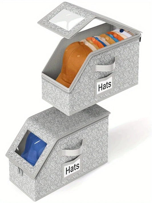 Organizador de armario que ahorra espacio, estructura de tela resistente, contenedor para apilar sombreros, estante, almacenamiento debajo de la cama, organización y almacenamiento de armarios