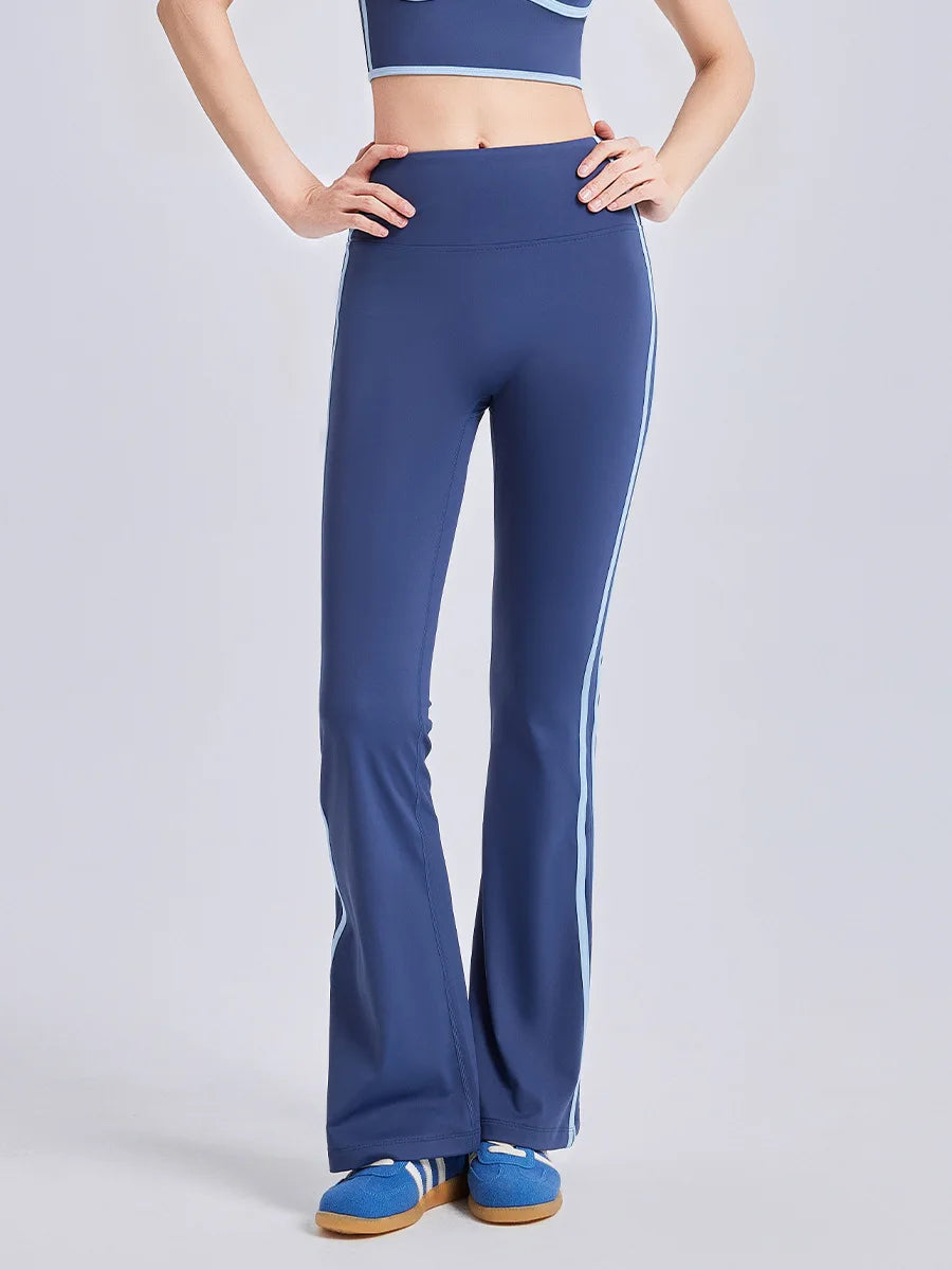 Conjunto de yoga a rayas para mujer, ropa de gimnasio, sujetador deportivo sexy, pantalones acampanados de cintura alta, pantalones de fitness para correr y levantar la cadera, novedad de 2025