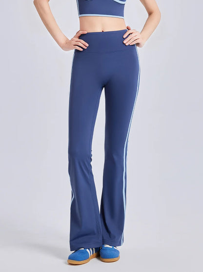 Conjunto de yoga a rayas para mujer, ropa de gimnasio, sujetador deportivo sexy, pantalones acampanados de cintura alta, pantalones de fitness para correr y levantar la cadera, novedad de 2025