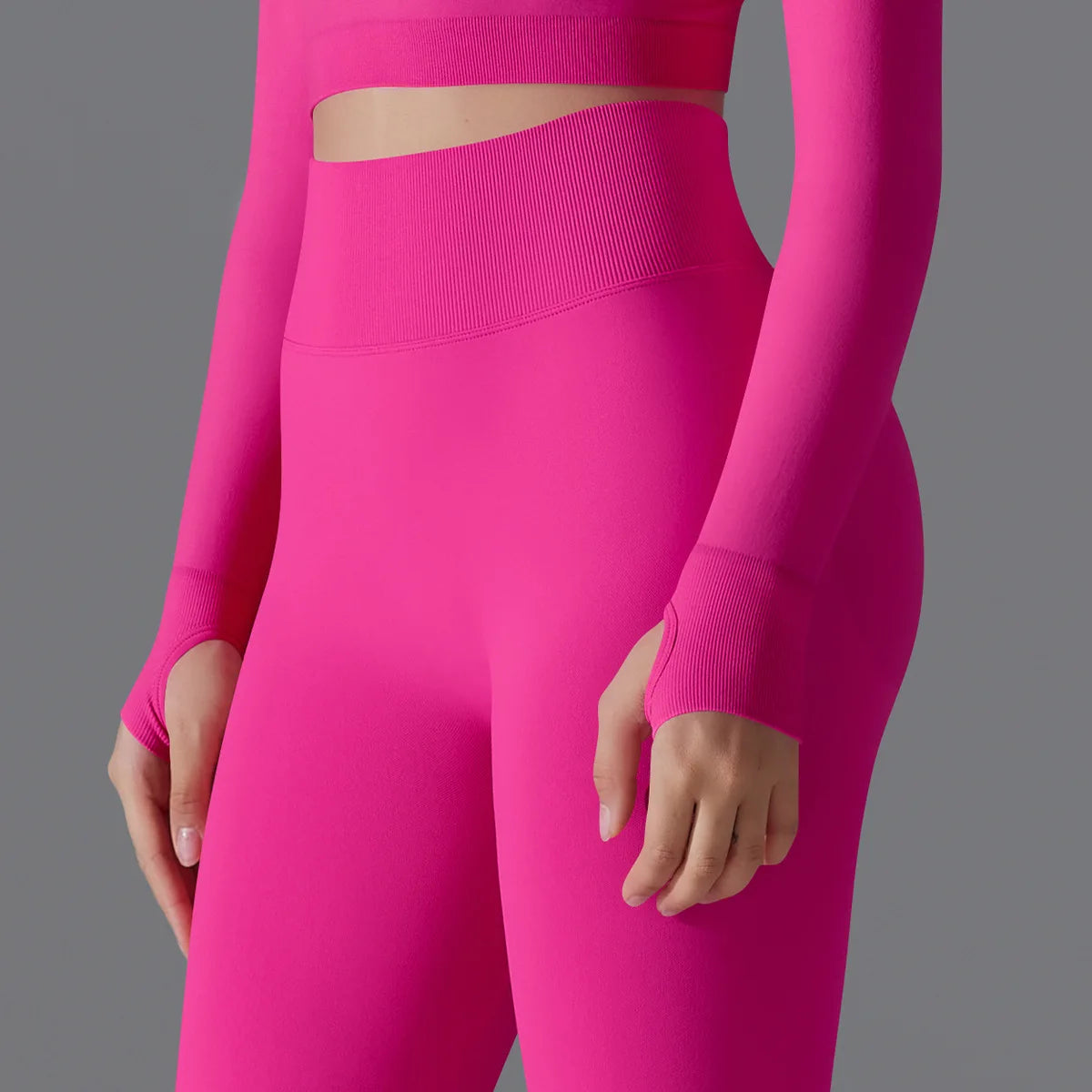 Leggings deportivos de yoga para mujer, sin costuras, cintura alta, elásticos, color sólido, para gimnasio, correr, secado rápido, realce y efecto moldeador.