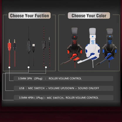 Auriculares con cable para juegos PS4/PS5/Xbox/Smartphone/PC, ajustables a 120°, con micrófono con cancelación de ruido.