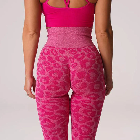 Pantalones de yoga de nueve puntos con estampado de leopardo y copos de nieve, leggings para mujer, pantalones deportivos de cintura sin costuras con estampado animal, ropa de mujer
