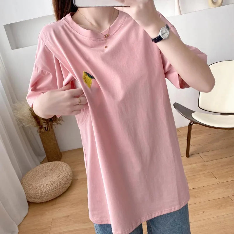 Camiseta de maternidad para lactancia, 98 % algodón, para embarazadas, verano