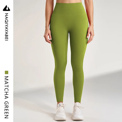 Leggings deportivas para mujer, color sólido, para gimnasio, correr, yoga, pantalones largos, cintura alta, efecto vientre plano, elásticas, pantalones de chándal, siete colores.