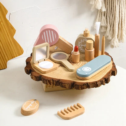 Juguetes de madera para bebés, juego de simulación de cosméticos, juguetes de maquillaje para niñas, juego de casa, juguetes Montessori de educación temprana para niños