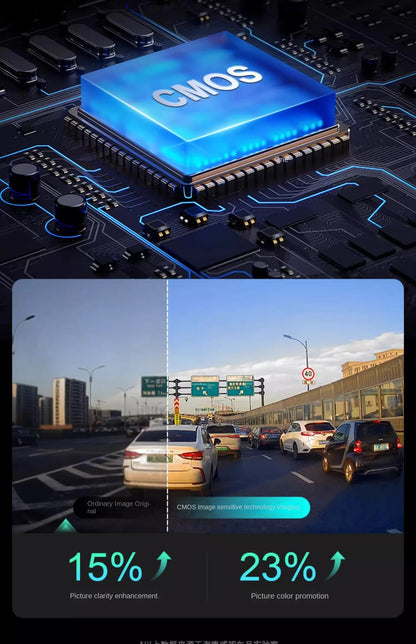 Grabadora de salpicadero Hikvision con cámara dual delantera y trasera, visión nocturna Starlight y pantalla de 3 pulgadas.