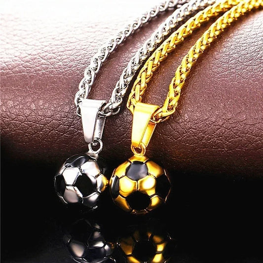 Collar deportivo de fútbol con cadena de acero inoxidable, regalo para hombre.