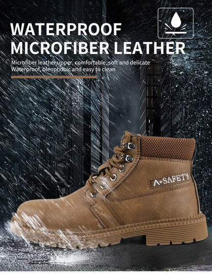 Botas de seguridad de trabajo para hombre, con puntera de acero de tamaño completo, a la moda, antirotura, zapatillas de trabajo, zapatos de seguridad indestructibles para hombre.