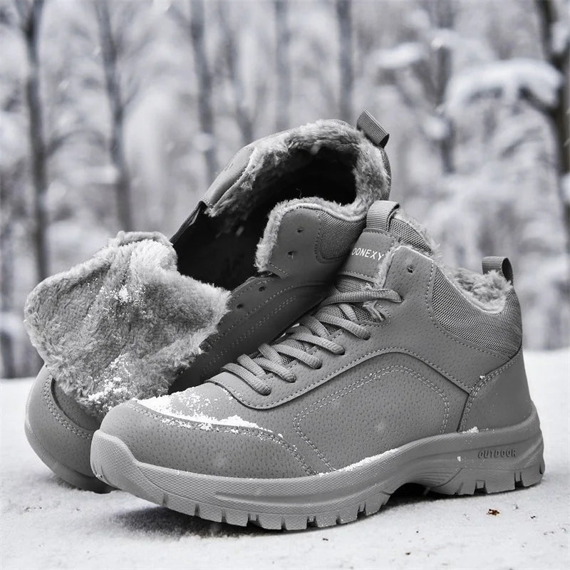 Botas de nieve de gran tamaño para hombre, zapatos de invierno de algodón, botines, zapatos de trabajo para hombre, botas de cuero impermeables de alta calidad, Bota Masculina