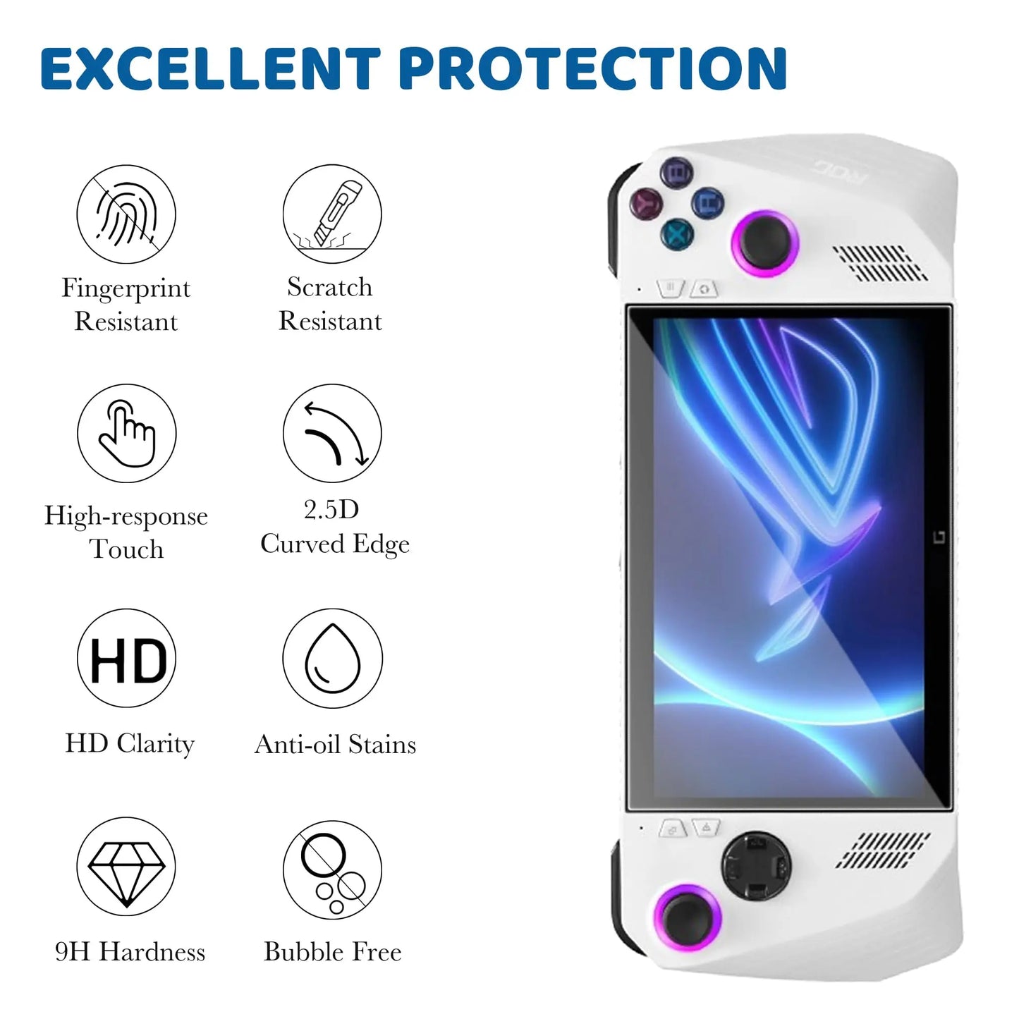 Protector de pantalla de vidrio templado para consola de juegos Asus ROG Ally. Película de vidrio templado antiarañazos para accesorios de juegos ROG ALLY.