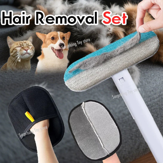 Juego de herramientas para quitar el pelo de mascotas, guantes reutilizables para eliminar la estática, guantes de aseo de doble cara para eliminar el pelo de perros y gatos en alfombras y sofás.