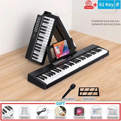 Nuevo piano plegable de 88 teclas, teclado musical MIDI, instrumento musical profesional para niños, sintetizador electrónico portátil para adultos.