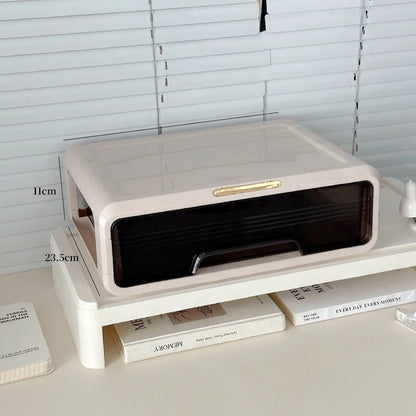 Organizador de escritorio, caja de almacenamiento para cosméticos, escritorio de oficina, dormitorio, estudio, escritorio, plástico, rectangular