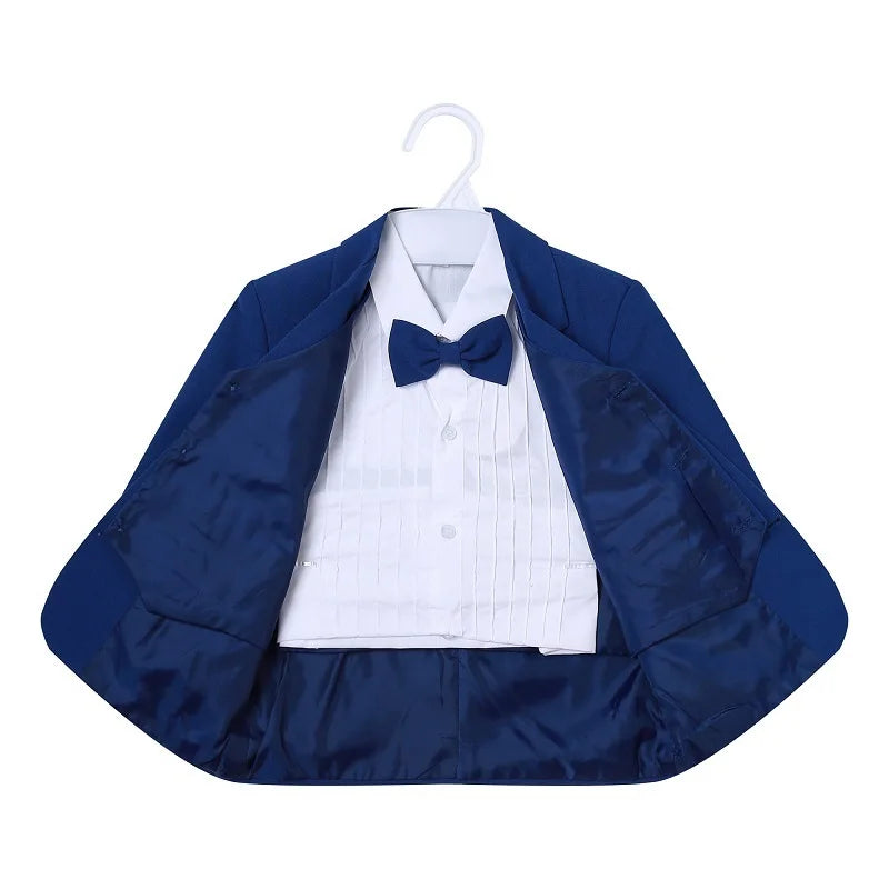 Conjunto de ropa formal de moda para bebé: chaqueta, camisa, chaleco, pajarita y pantalón, 5 piezas, para fiesta, de 0 a 2 años