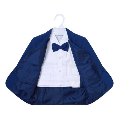 Conjunto de ropa formal de moda para bebé: chaqueta, camisa, chaleco, pajarita y pantalón, 5 piezas, para fiesta, de 0 a 2 años