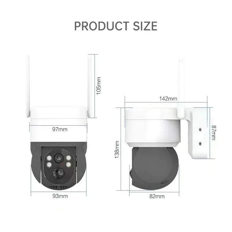 Cámara de vigilancia solar para exteriores con detección humana, visión nocturna, webcam inteligente, resistente al agua, inalámbrica, wifi, seguridad, cámara PTZ ICSEE