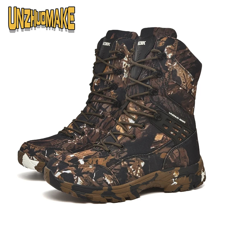 Botas tácticas de camuflaje para hombre, impermeables, para trabajo, seguridad, montañismo, botines, botas para exteriores.