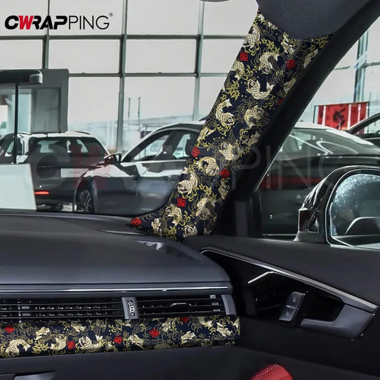 Pegatina bordada autoadhesiva de tela para interior de coche, modificación interior, columna ABC para muebles, accesorios de bricolaje para coche