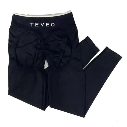 TEVEO - Pantalones cortos deportivos de yoga para mujer, pantalones deportivos elásticos para fitness y ciclismo, conjunto de sujetador de yoga corto Ignite Sculpt Scrunch, leggings