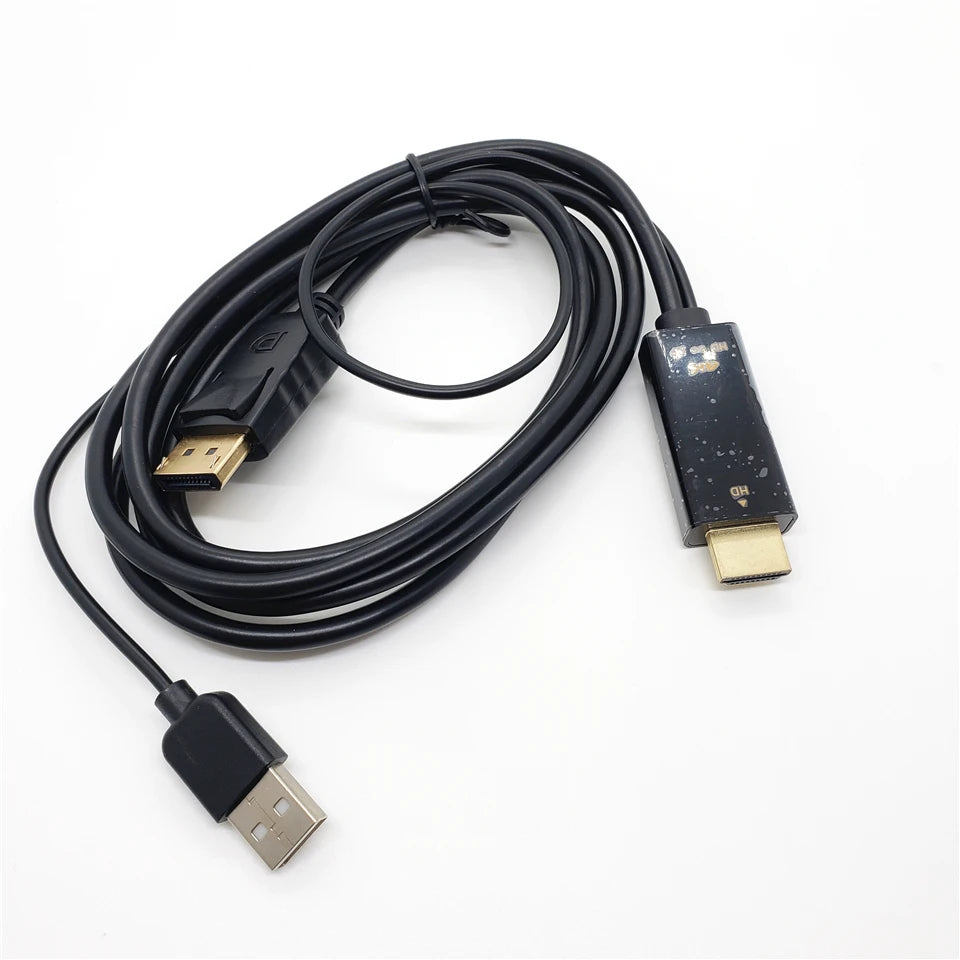 Cable HDMI a DP de 1,8 m (4K, 60 Hz), adaptador convertidor HDMI 2.0 a DisplayPort de 1,8 m (6 pies) con cable de alimentación USB para PS5, PS4 Pro, PC y portátil.