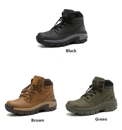 Botas altas de cuero para hombre, transpirables, para combate en el desierto, para exteriores, antideslizantes, para senderismo, motociclistas, botines de trabajo