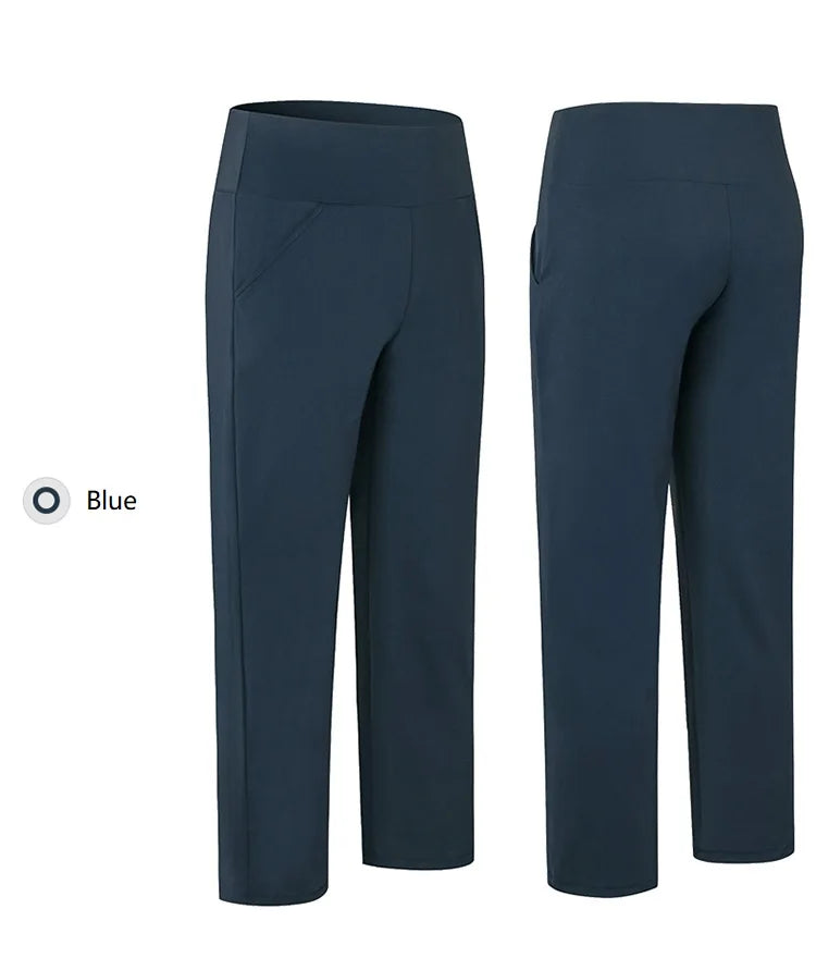 Pantalones deportivos para mujer, estilo casual, para yoga, holgados, de talle alto, elásticos, para entrenamiento físico, rectos, para correr, Yu02334