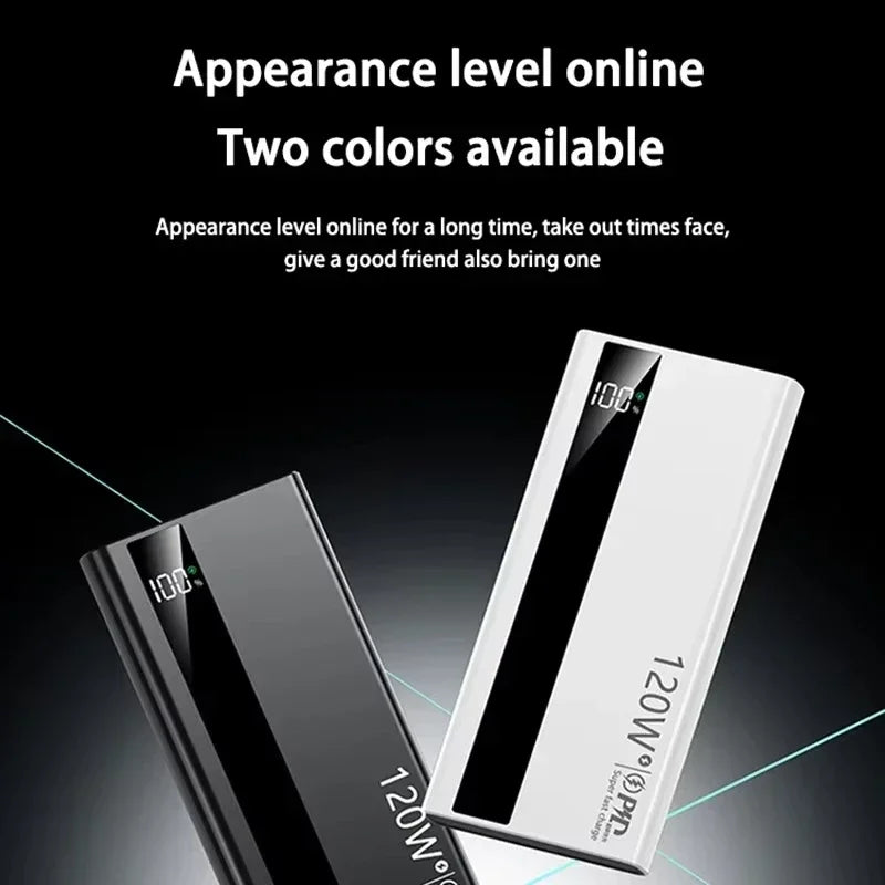 Banco de energía Xiaomi de 500.000 mAh, 120 W, carga ultrarrápida, batería externa de alta capacidad, cargador portátil para iPhone y Samsung.