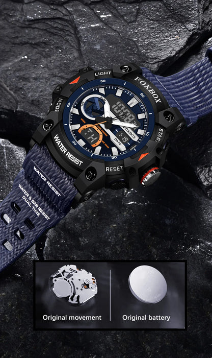 Reloj militar digital LIGE para hombre, resistente al agua hasta 50 m, LED, de cuarzo, deportivo, grande, masculino
