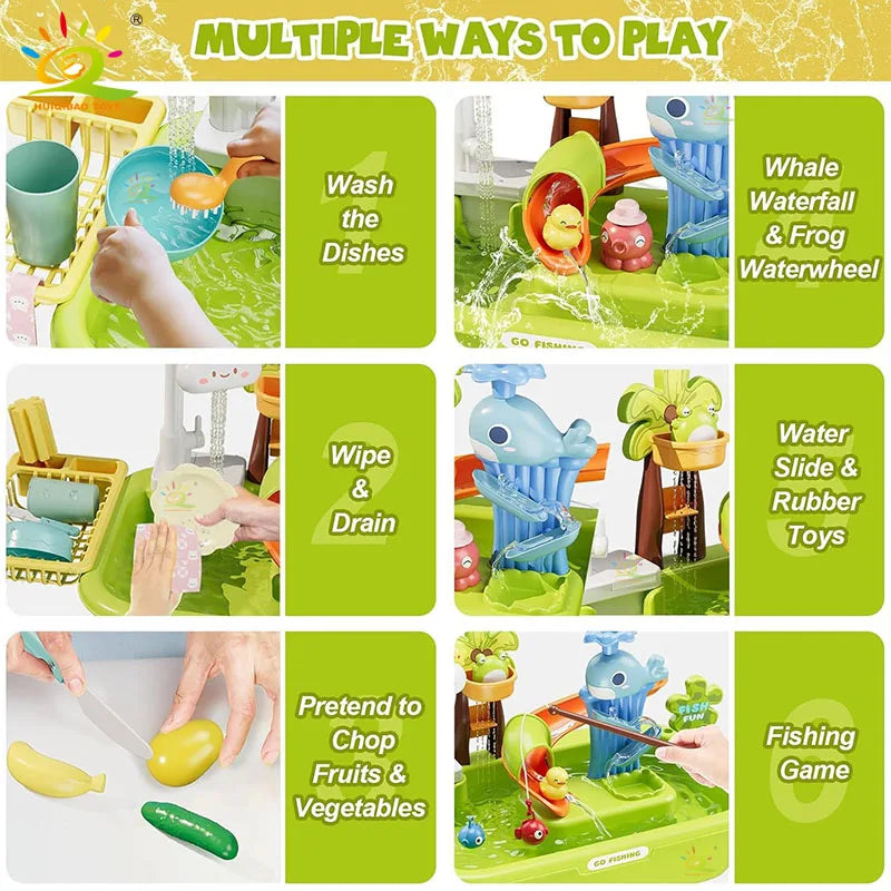 Juguetes de cocina para niños, eléctricos, divertidos, para jugar con agua, lavar platos, pescar, juegos de rol para el hogar, juguetes educativos para bebés.