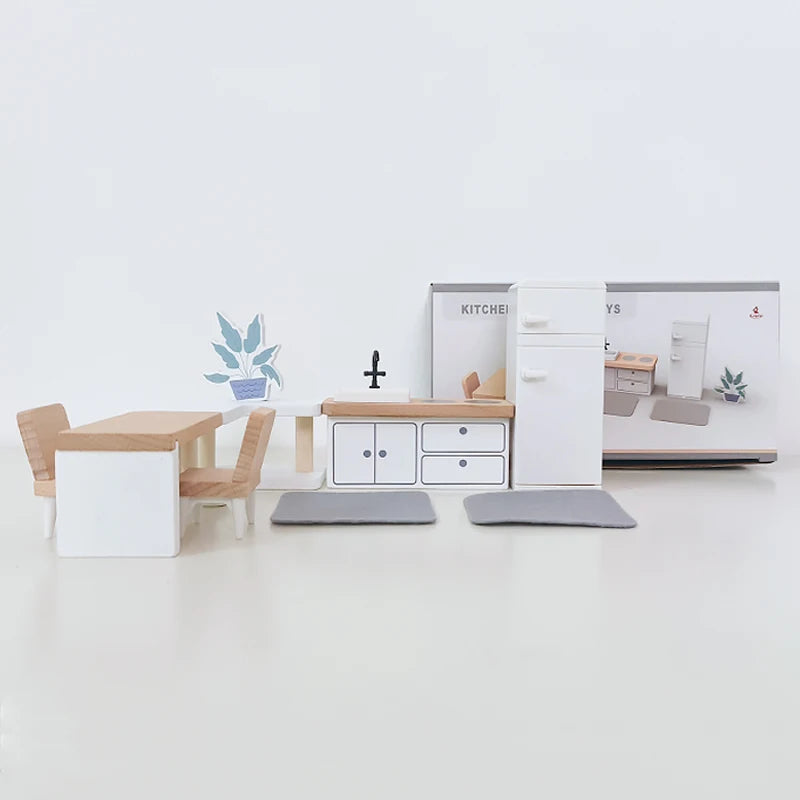 Accesorios en miniatura para casa de muñecas, colección de muebles para el hogar de la familia Forest, juego de ollas de cocina para niños y niñas, regalo
