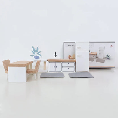 Accesorios en miniatura para casa de muñecas, colección de muebles para el hogar de la familia Forest, juego de ollas de cocina para niños y niñas, regalo