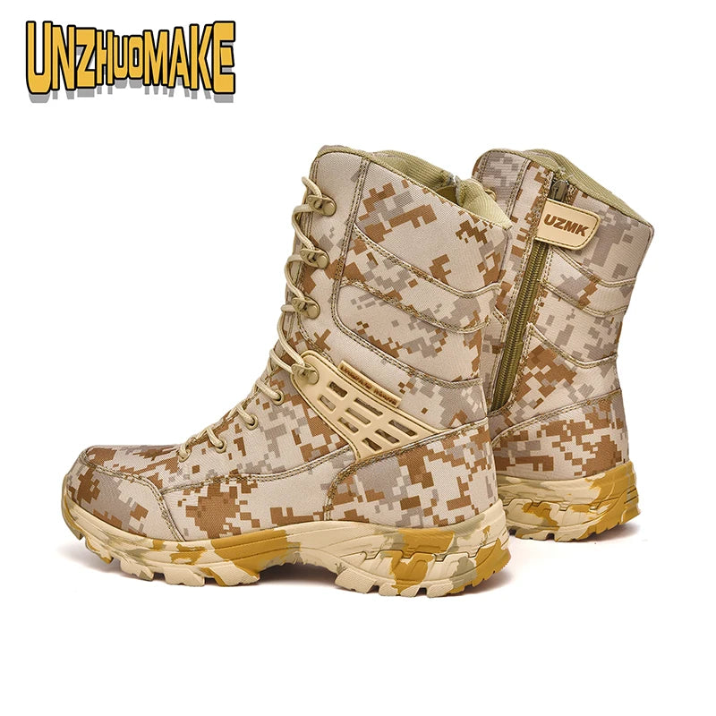 Botas tácticas de camuflaje para hombre, impermeables, para trabajo, seguridad, montañismo, botines, botas para exteriores.