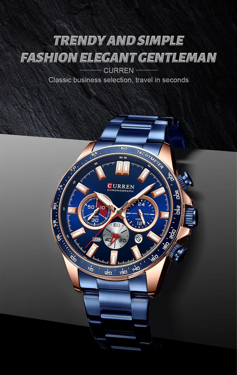 CURREN - Nuevos relojes de pulsera de cuarzo de acero inoxidable 2022 para hombre, cronógrafo deportivo con manecillas luminosas